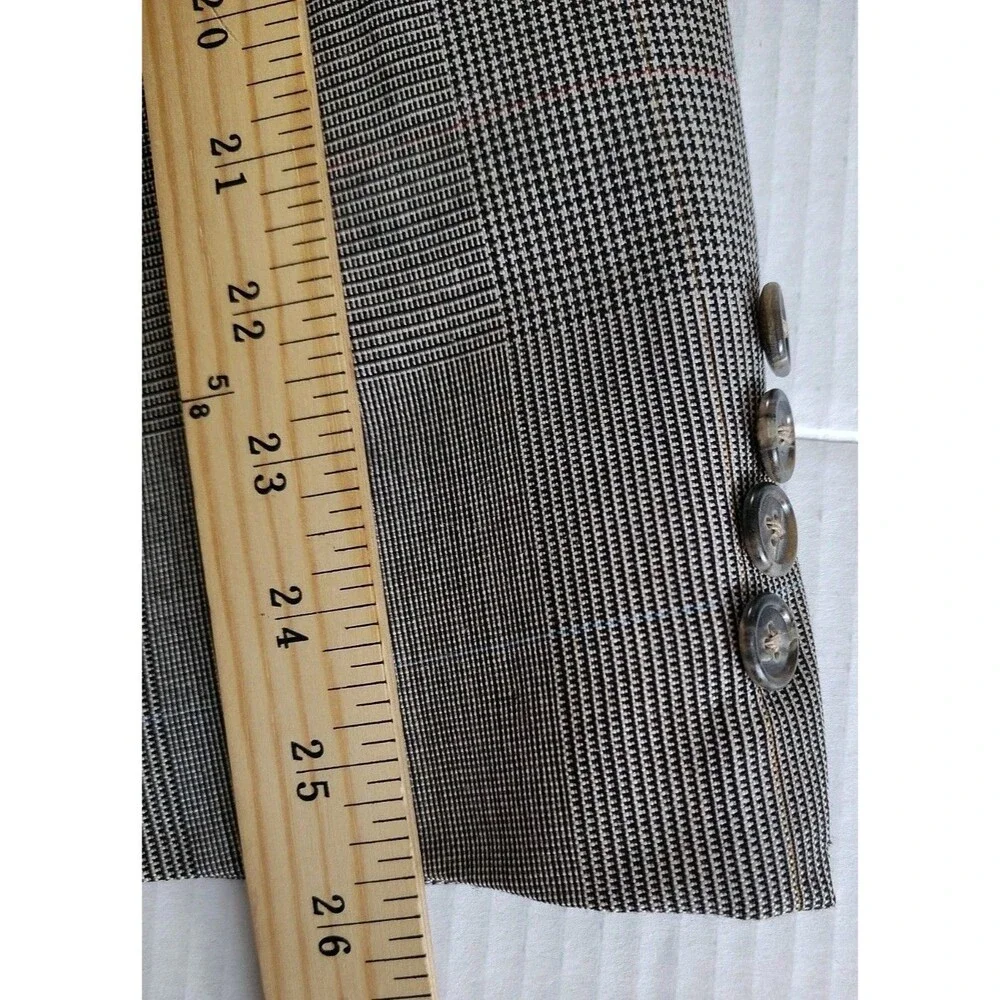Vintage Burberrys Wool Suit SZ 46 Glen Plaid Windowpane USA Union Pleated Pants